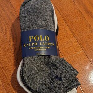Polo Ralph Lauren 6 Pair Pack Classic Sport Cushioned Sole Quarter Crew Socks